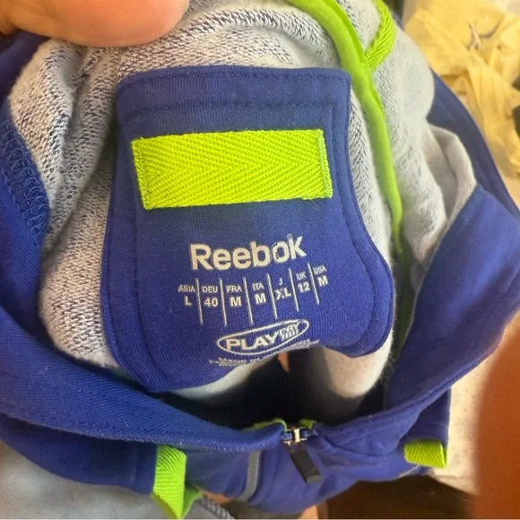 Reebok Blue and Green Athletic Jacket with Hood - Picture 2 of 8